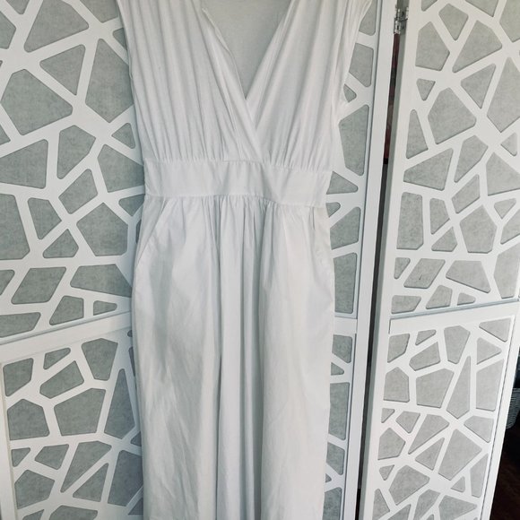 Banana Republic Maxi dress sundress with pockets, cotton white sz L large - Picture 4 of 8